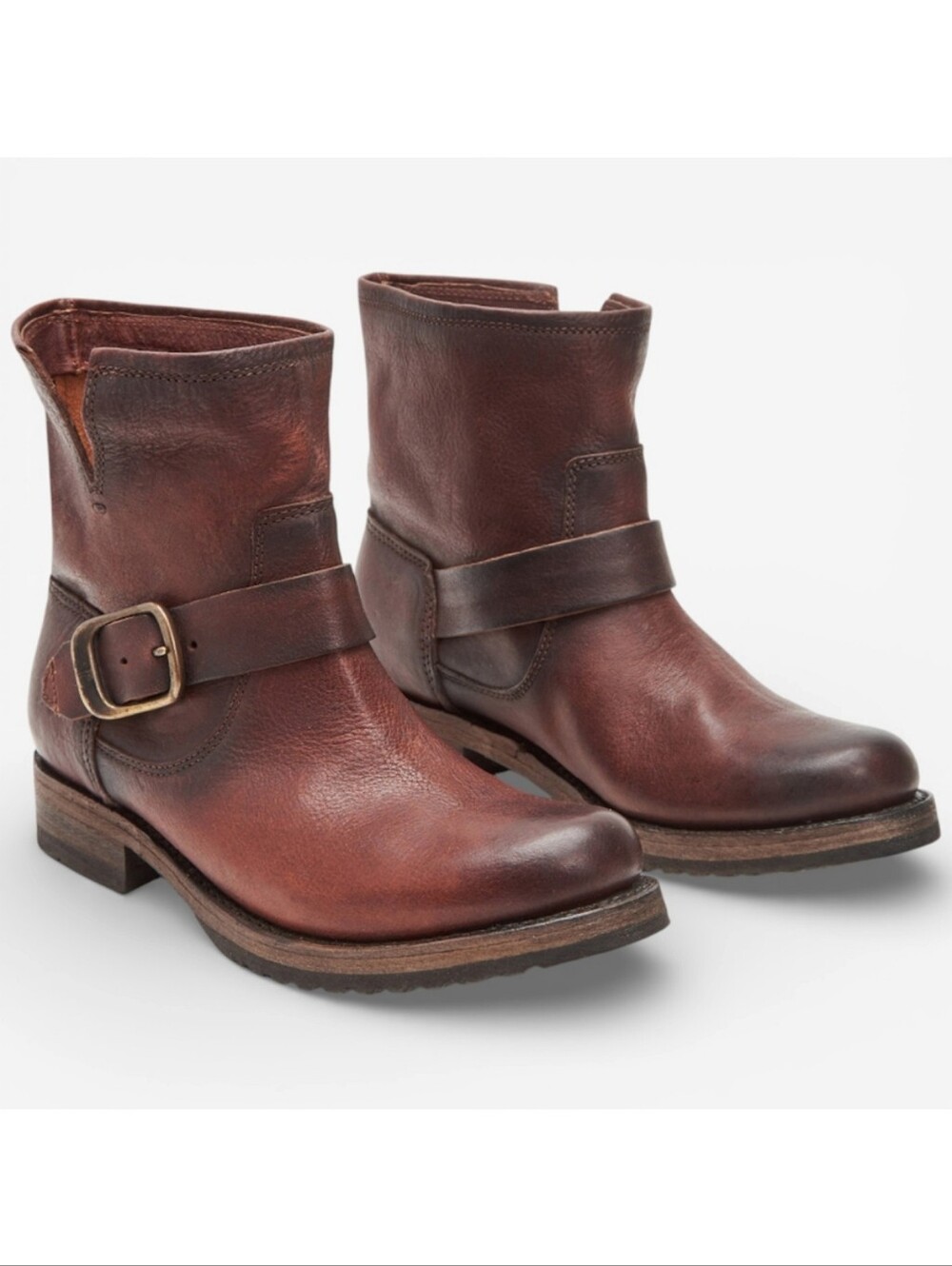 🆕️ Frye Veronica Bootie Redwood Leather Moto Boots Sz 8 Boho Biker Chic